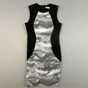 Calvin‎ Klein Black and Gray Midi Dress